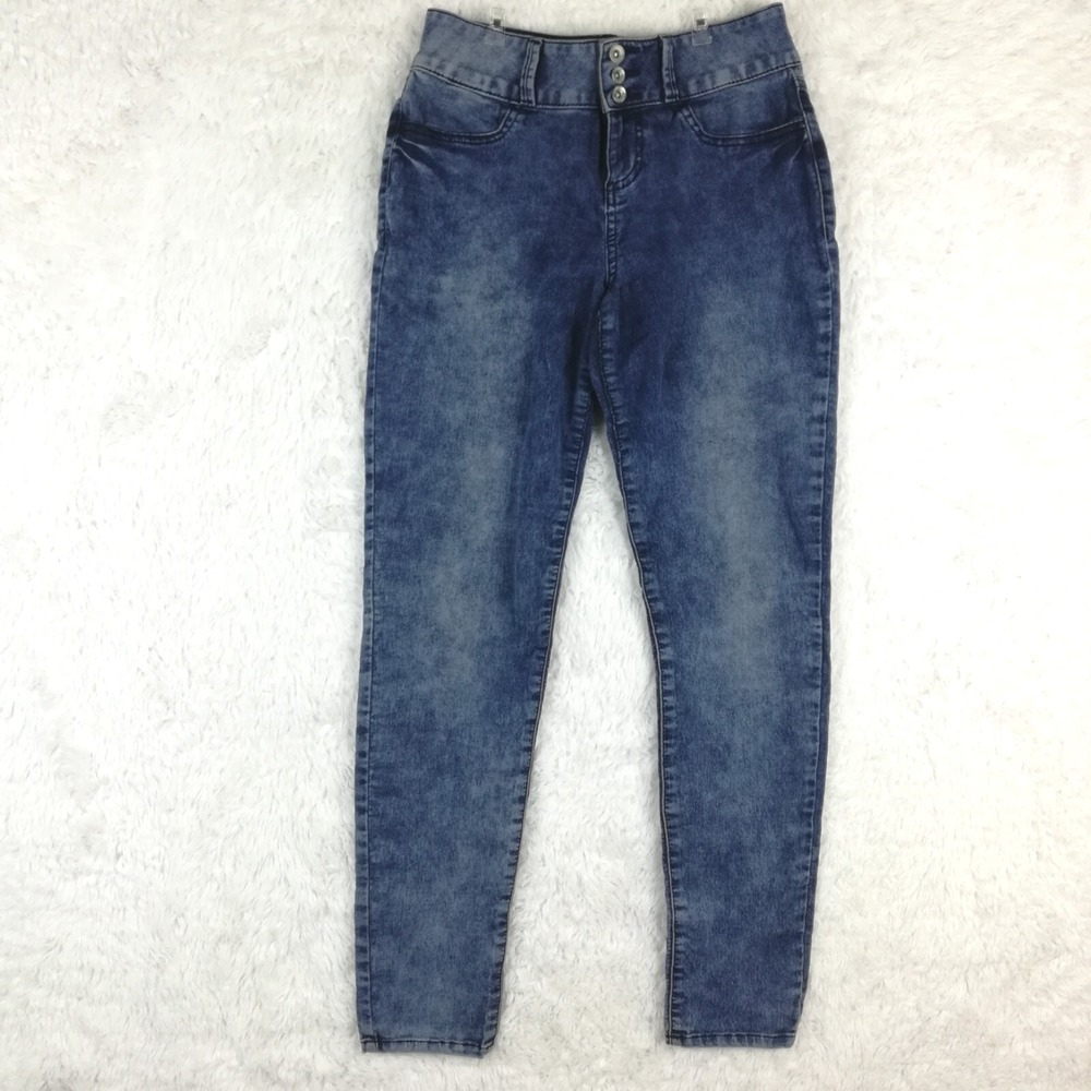 Lovesick Jeans Womens Super Skinny Blue Denim Acid Wash Mid Rise Juniors 7
